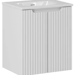 Garnero Arredamenti Mobile bagno sospeso 50cm cannettato con lavabo 2 ante bianco Cleany Bianco Opaco Discount