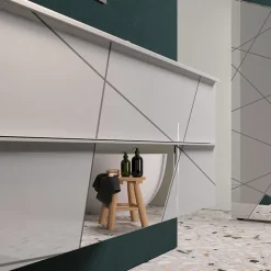 Garnero Arredamenti Mobile bagno sospeso 100cm con lavabo e specchio bianco lucido specchi Olimpo Clearance