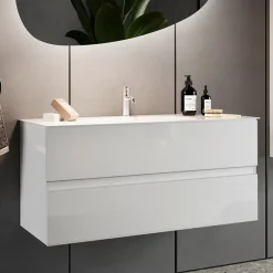 Garnero Arredamenti Mobile bagno sospeso 60cm con lavabo 2 cassetti bianco lucido Moon Hot