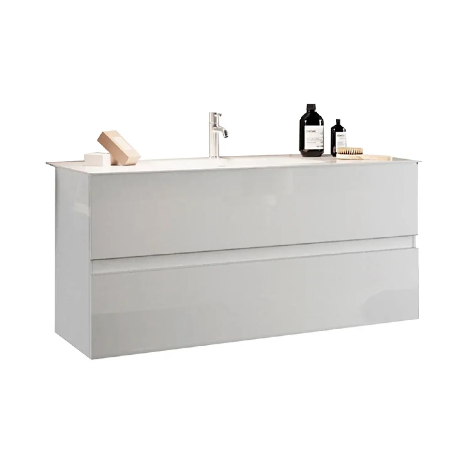 Garnero Arredamenti Mobile bagno sospeso 60cm con lavabo 2 cassetti bianco lucido Moon Hot