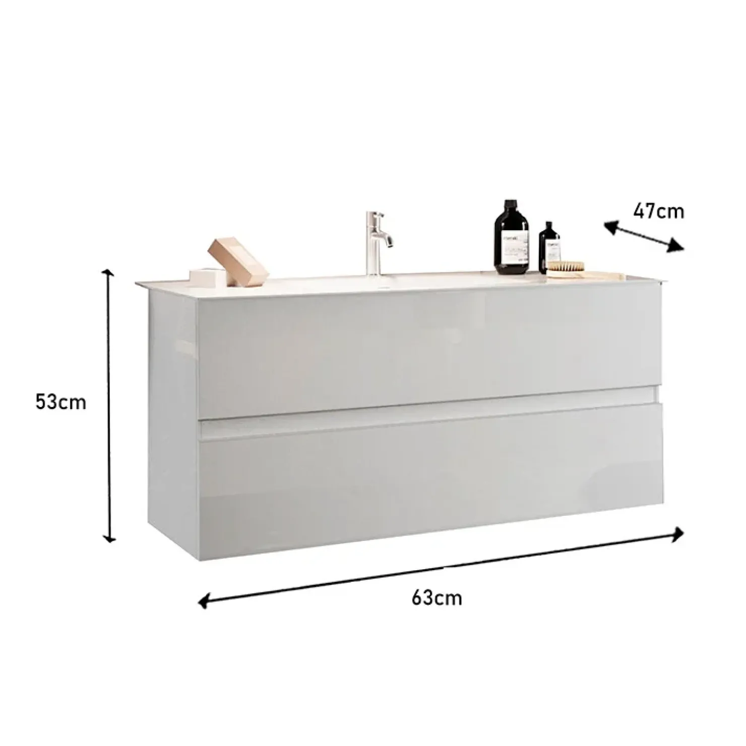 Garnero Arredamenti Mobile bagno sospeso 60cm con lavabo 2 cassetti bianco lucido Moon Hot