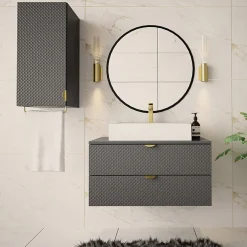 Garnero Arredamenti Mobile bagno sospeso 80cm con pensile Hakone 3 Grigio