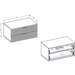 Garnero Arredamenti Mobile bagno sospeso 82cm con colonna e pensile nero frontali noce decorati Silvy