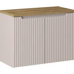 Garnero Arredamenti Mobile bagno sospeso 80cm cannettato 2 ante rovere Cleany Beige Best