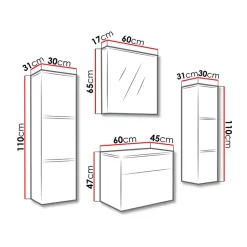 Garnero Arredamenti Mobile bagno sospeso 60cm con lavabo, specchio e colonne bianco lucido Teresa Best