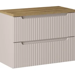 Garnero Arredamenti Mobile bagno sospeso 80cm cannettato 2 cassetti rovere Cleany Beige Online