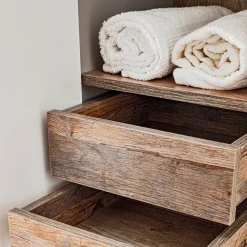 Garnero Arredamenti Mobile bagno sospeso 80cm con lavabo, mobile specchio e colonna grigio quercia Serif Clearance