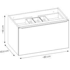 Garnero Arredamenti Mobile bagno sospeso 80cm con lavabo, mobile specchio e colonna grigio quercia Serif Clearance