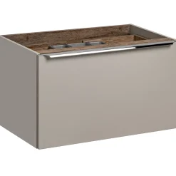 Garnero Arredamenti Mobile bagno sospeso 80cm con lavabo, mobile specchio e colonna grigio quercia Serif Clearance