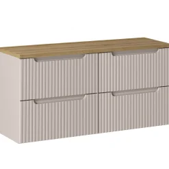 Garnero Arredamenti Mobile bagno sospeso 120cm cannettato 4 cassetti rovere Cleany Beige Hot