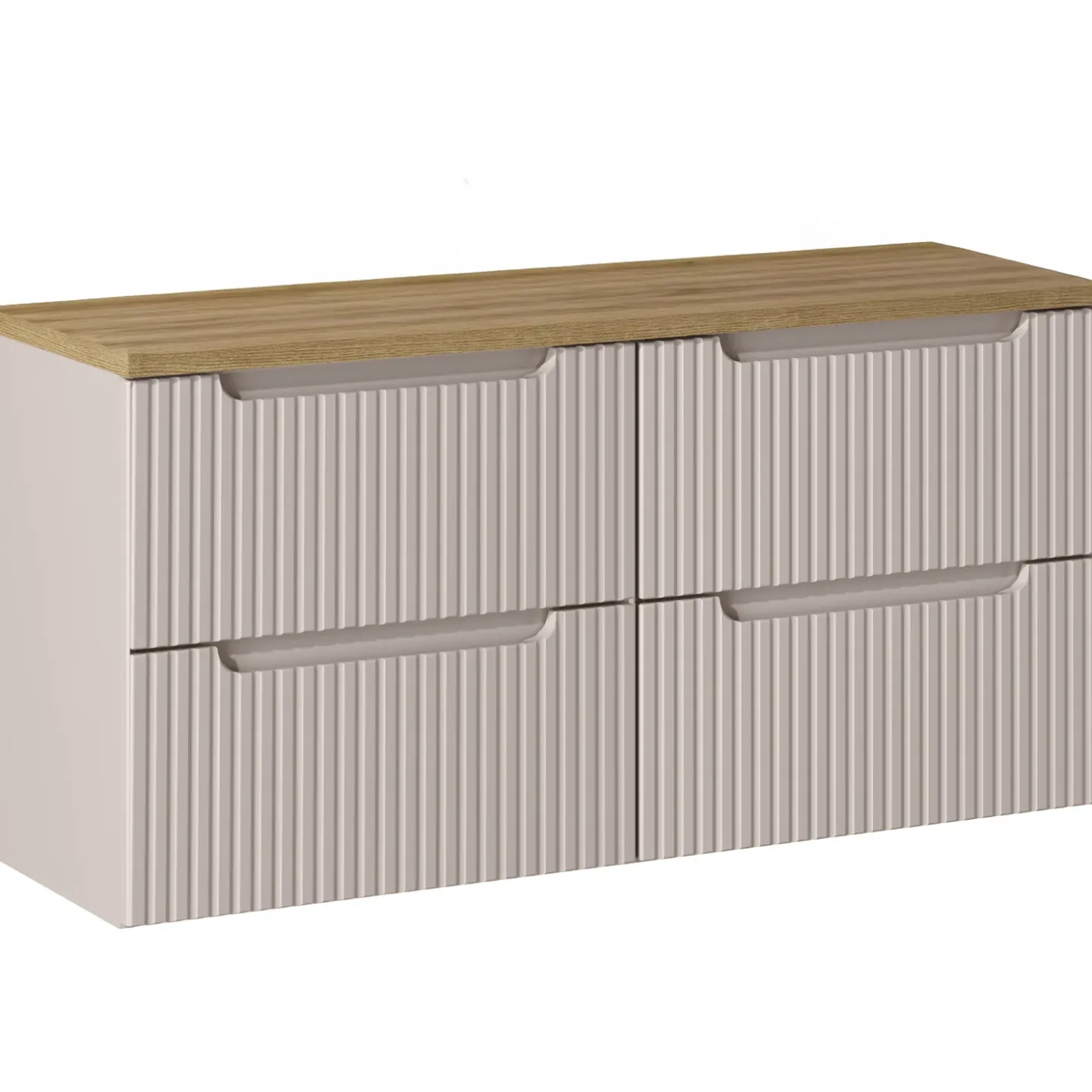 Garnero Arredamenti Mobile bagno sospeso 120cm cannettato 4 cassetti rovere Cleany Beige Hot