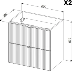 Garnero Arredamenti Mobile bagno sospeso 120cm cannettato 4 cassetti rovere Cleany Beige Hot