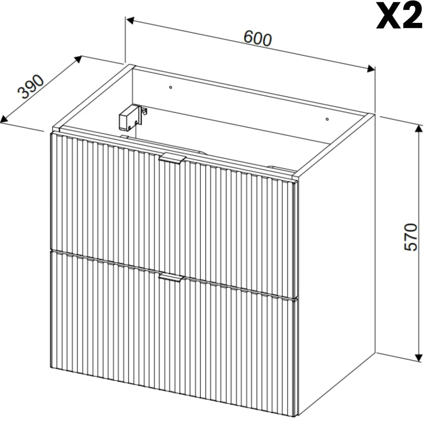 Garnero Arredamenti Mobile bagno sospeso 120cm cannettato 4 cassetti rovere Cleany Beige Hot