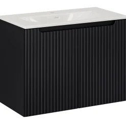 Garnero Arredamenti Mobile bagno sospeso 80cm cannettato con lavabo 2 ante Cleany Nero New