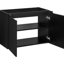 Garnero Arredamenti Mobile bagno sospeso 80cm cannettato con lavabo 2 ante Cleany Nero New