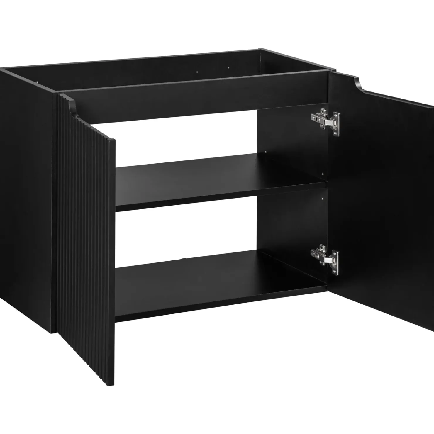 Garnero Arredamenti Mobile bagno sospeso 80cm cannettato con lavabo 2 ante Cleany Nero New