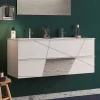Garnero Arredamenti Mobile bagno sospeso 120cm con doppio lavabo bianco lucido specchi Olimpo Online