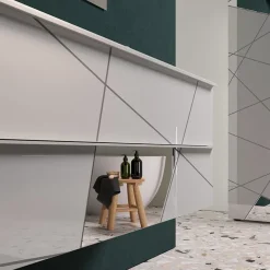 Garnero Arredamenti Mobile bagno sospeso 120cm con doppio lavabo bianco lucido specchi Olimpo Online