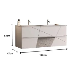 Garnero Arredamenti Mobile bagno sospeso 120cm con doppio lavabo bianco lucido specchi Olimpo Online