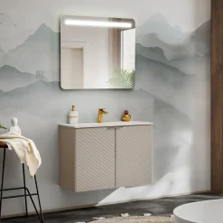 Garnero Arredamenti Mobile bagno sospeso 60cm con lavabo 2 ante beige cashmere Neutry Hot