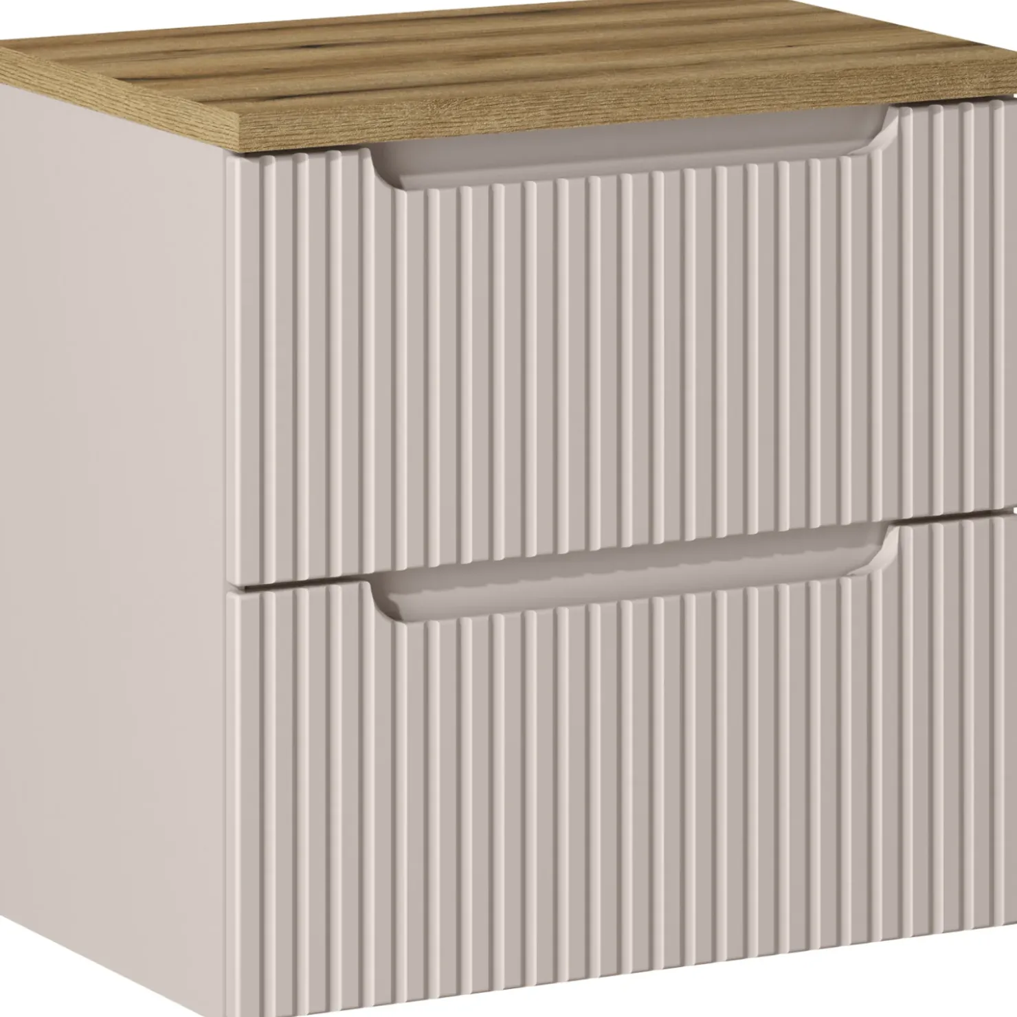 Garnero Arredamenti Mobile bagno sospeso 60cm cannettato 2 cassetti rovere Cleany Beige New