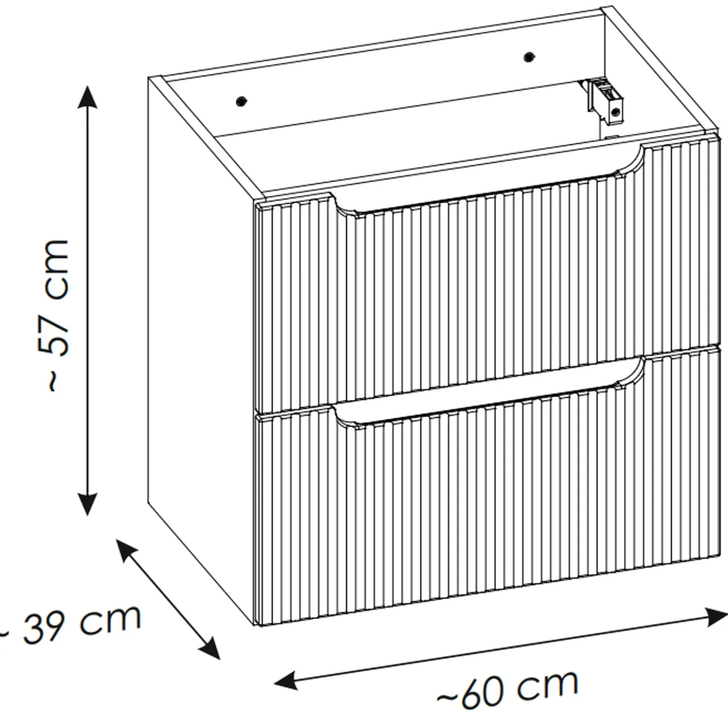 Garnero Arredamenti Mobile bagno sospeso 60cm cannettato 2 cassetti rovere Cleany Beige New