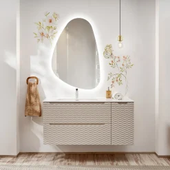 Garnero Arredamenti Mobile bagno sospeso 120cm con lavabo da incasso beige rovere Swim Beige - Rovere Sale
