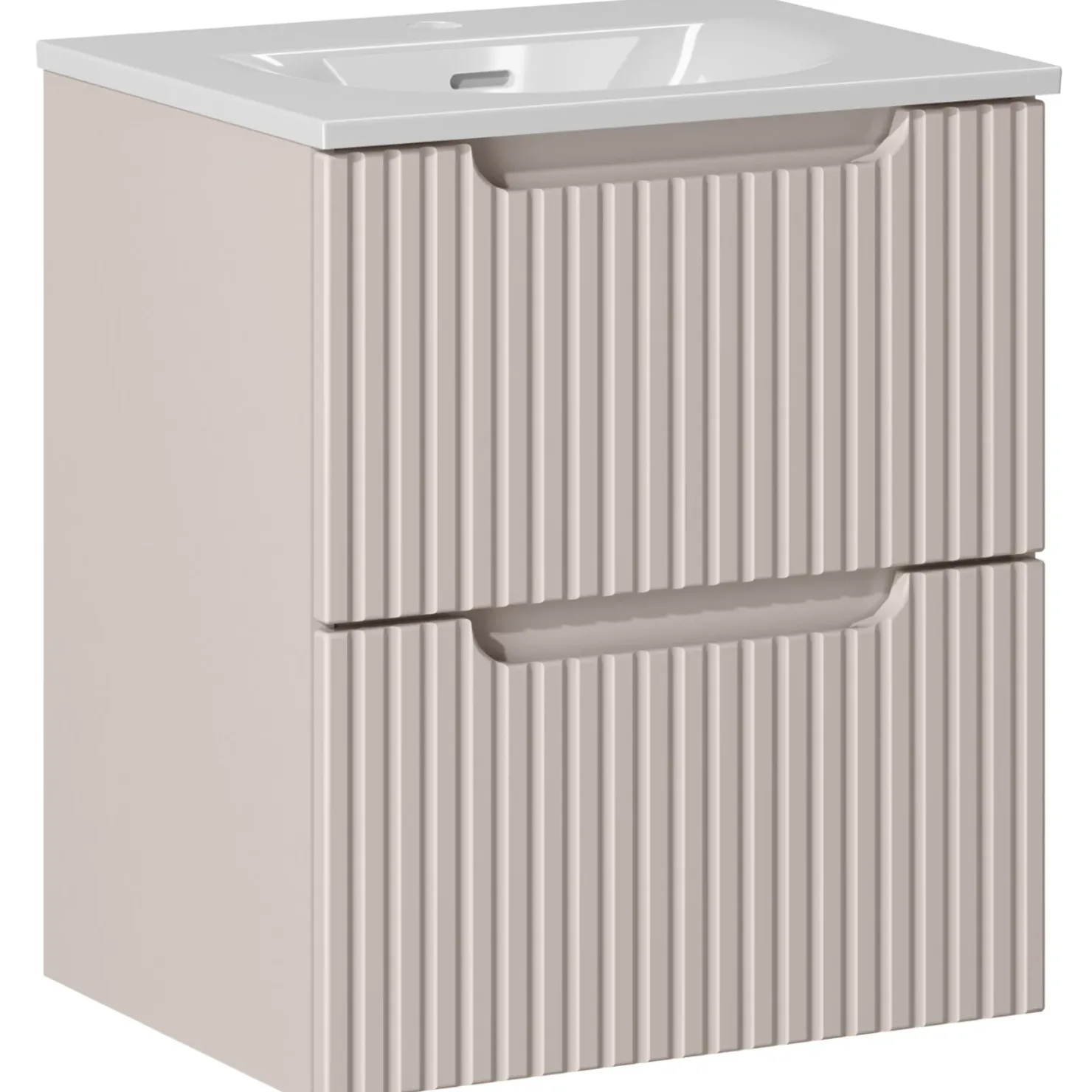 Garnero Arredamenti Mobile bagno sospeso 50cm cannettato con lavabo 2 cassetti Cleany Beige Best