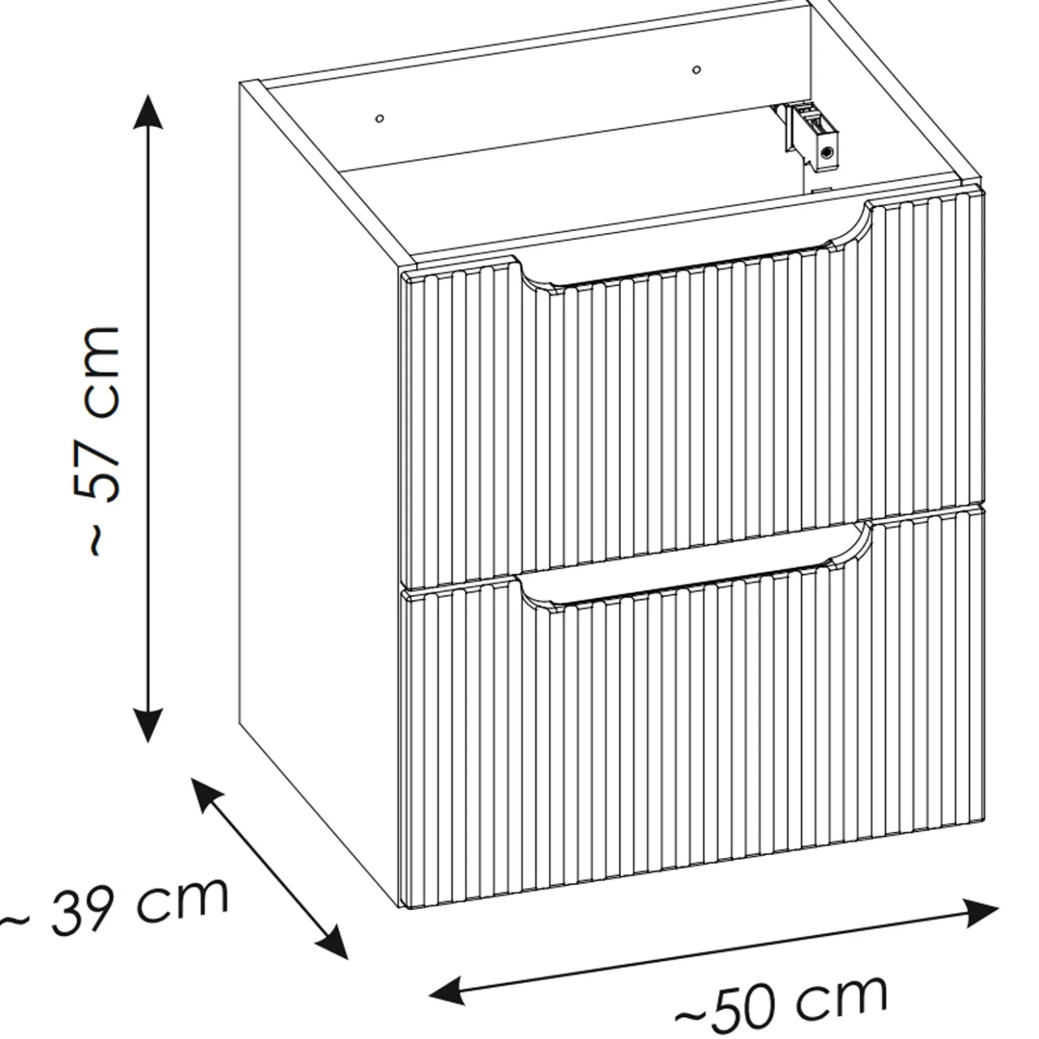 Garnero Arredamenti Mobile bagno sospeso 50cm cannettato con lavabo 2 cassetti Cleany Beige Best