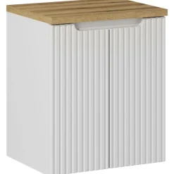 Garnero Arredamenti Mobile bagno sospeso 50cm cannettato 2 ante bianco rovere Cleany Bianco Opaco Hot