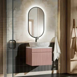 Garnero Arredamenti Mobile bagno sospeso 60cm cannettato 1 cassettone Autentic Rosa Hot