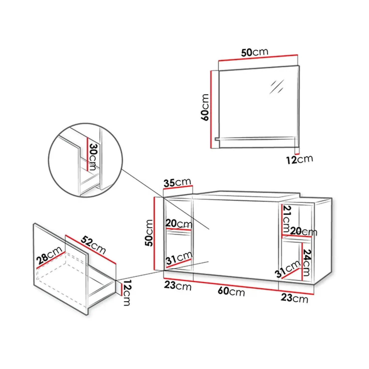 Garnero Arredamenti Mobile bagno sospeso 106cm con lavabo e specchio serigrafato bianco Baden 9 Bianco Lucido Sale