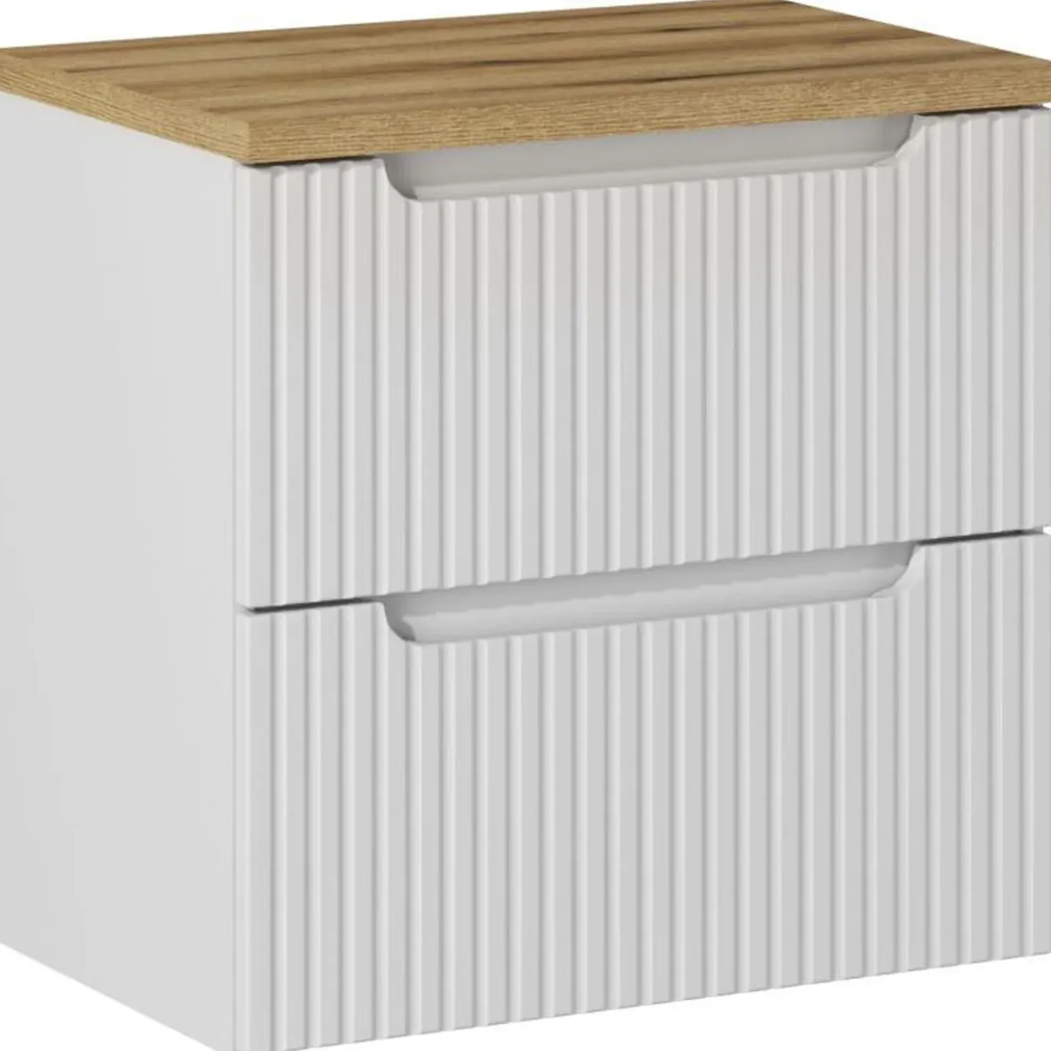 Garnero Arredamenti Mobile bagno sospeso 60cm cannettato 2 cassetti bianco rovere Cleany Bianco Opaco Hot