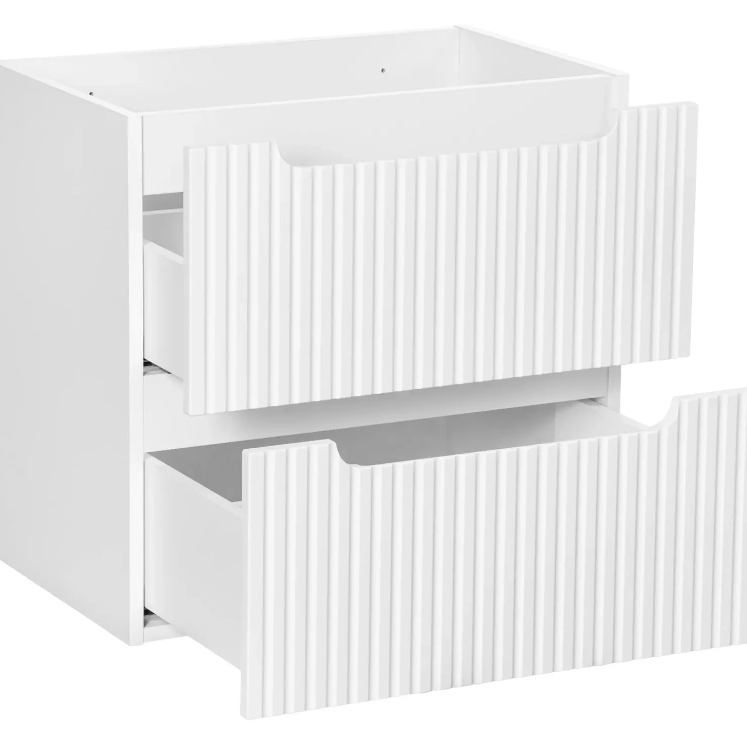 Garnero Arredamenti Mobile bagno sospeso 60cm cannettato 2 cassetti bianco rovere Cleany Bianco Opaco Hot