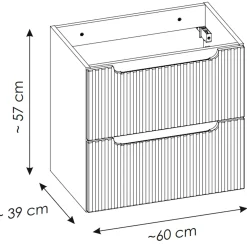 Garnero Arredamenti Mobile bagno sospeso 60cm cannettato 2 cassetti bianco rovere Cleany Bianco Opaco Hot