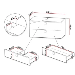 Garnero Arredamenti Mobile bagno sospeso 80cm con lavabo 2 cassetti maniglie oro bianco Bursa 4 Bianco Lucido - Oro New