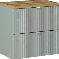 Garnero Arredamenti Mobile bagno sospeso 60cm cannettato 2 cassetti verde salvia rovere Greeny Discount