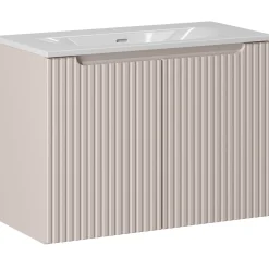 Garnero Arredamenti Mobile bagno sospeso 80cm cannettato con lavabo 2 ante Cleany Beige Discount