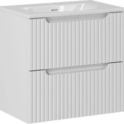 Garnero Arredamenti Mobile bagno sospeso 60cm cannettato con lavabo 2 cassetti bianco Cleany Bianco Opaco Sale