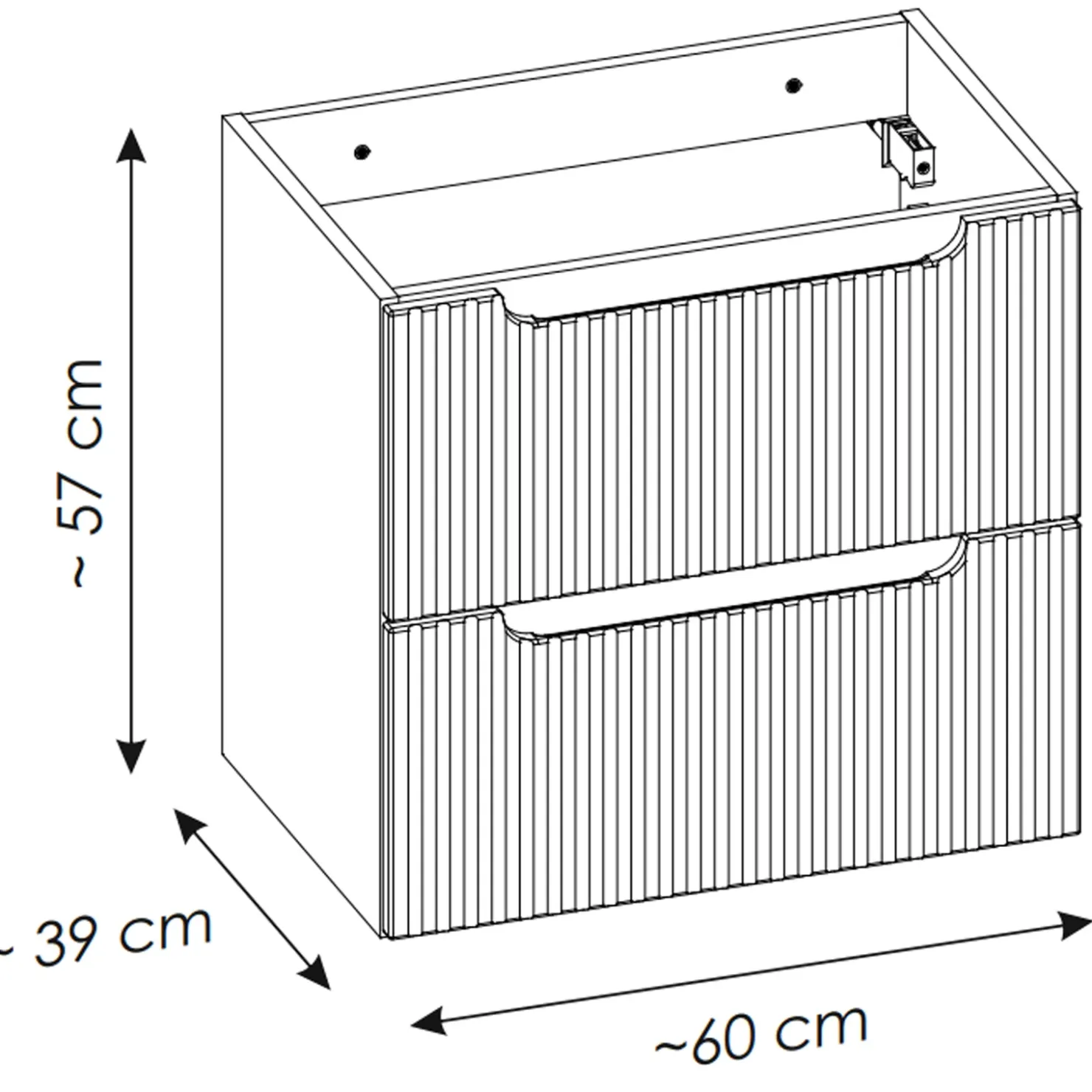 Garnero Arredamenti Mobile bagno sospeso 60cm cannettato con lavabo 2 cassetti bianco Cleany Bianco Opaco Sale