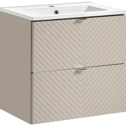 Garnero Arredamenti Mobile bagno sospeso 60cm con lavabo 2 cassetti beige cashmere Neutry Best