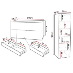 Garnero Arredamenti Mobile bagno sospeso 80cm con colonna Hakone 2 Grigio