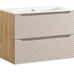 Garnero Arredamenti Mobile bagno sospeso 80cm con lavabo da incasso beige rovere Swim Hot