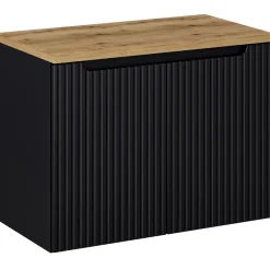 Garnero Arredamenti Mobile bagno sospeso 80cm cannettato 2 ante rovere Cleany Nero New