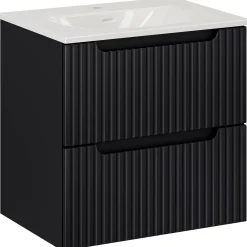 Garnero Arredamenti Mobile bagno sospeso 60cm cannettato con lavabo 2 cassetti Cleany Nero