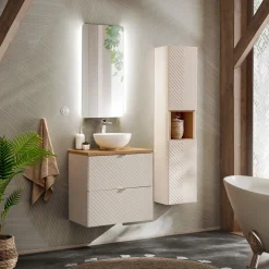 Garnero Arredamenti Mobile bagno sospeso 60cm con colonna beige cashmere Neutry Clearance