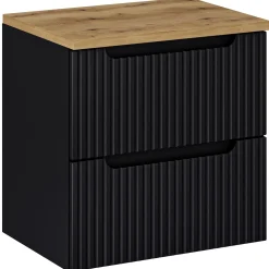 Garnero Arredamenti Mobile bagno sospeso 60cm cannettato 2 cassetti rovere Cleany Nero Online