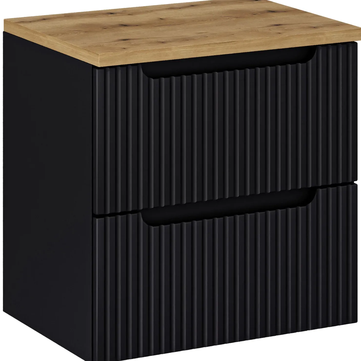 Garnero Arredamenti Mobile bagno sospeso 60cm cannettato 2 cassetti rovere Cleany Nero Online