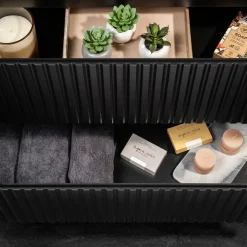 Garnero Arredamenti Mobile bagno sospeso 60cm cannettato 2 cassetti rovere Cleany Nero Online