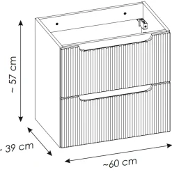 Garnero Arredamenti Mobile bagno sospeso 60cm cannettato 2 cassetti rovere Cleany Nero Online